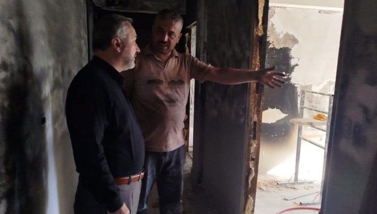 Müftülük yangında evi yanan aileye destek olacak