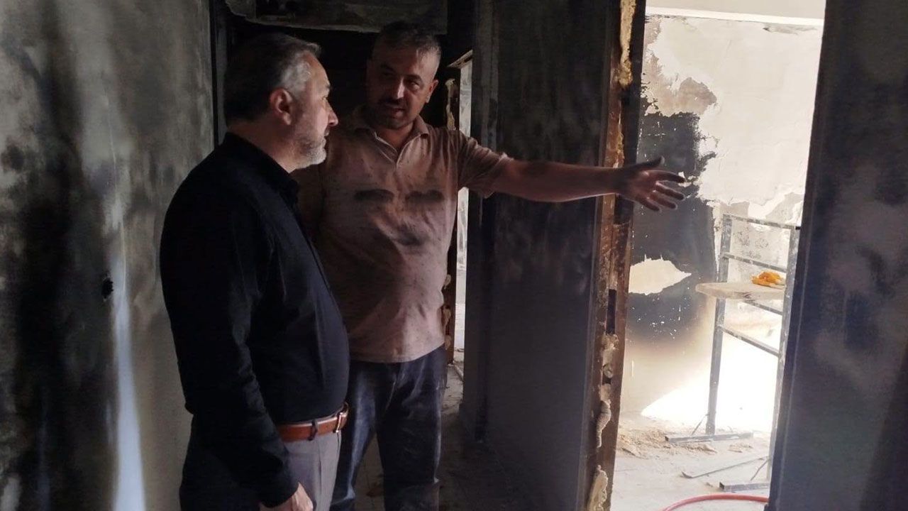 Müftülük yangında evi yanan aileye destek olacak
